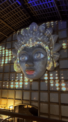 Traditional face sculpture spotted in Tegallalang restaurant