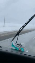 Rainy drive documented in Barda, Russia on grey April day