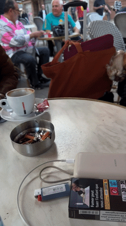 Outdoor café scene documented in Strasbourg, France