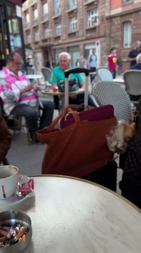 Outdoor café scene documented in Strasbourg, France