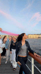Evening boat cruise on the Neva River at golden hour