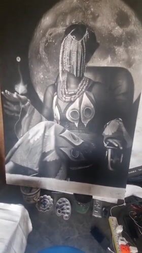 Artist creates portraits at outdoor studio in Onitsha