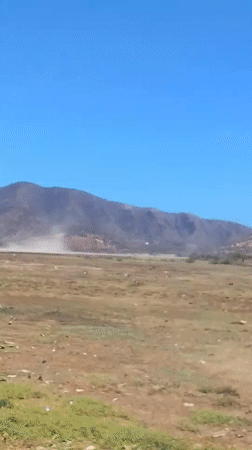 Dust devil forms in dry field in Altagracia, Venezuela