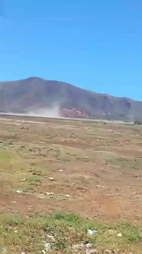 Dust devil forms in dry field in Altagracia, Venezuela
