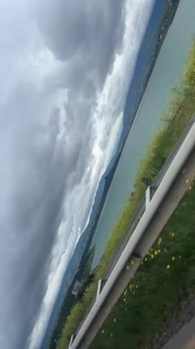 Early morning scenic drive documented near Tbilisi lake