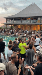 Sunset pool party at a Kuta Selatan resort, Bali