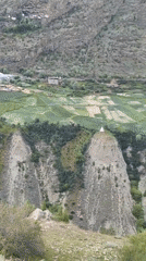Keylang valley: stupas, cliffside buildings, and Himalayan terrain