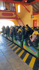 Roller coaster operates in Salou, Spain during sunny day