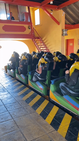 Roller coaster operates in Salou, Spain during sunny day