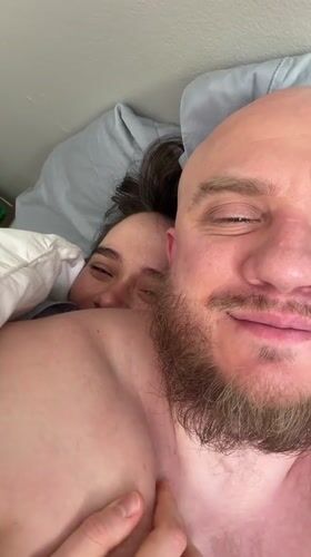 Couple shares intimate selfie moment in Morton Grove bedroom