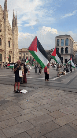 Pro-Palestinian rally draws crowd to Milan plaza