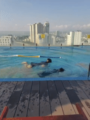 Night Swimming in Rooftop Pool, Nha Trang Vietnam
