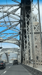 Vehicle crosses Peter the Great Bridge in Saint Petersburg