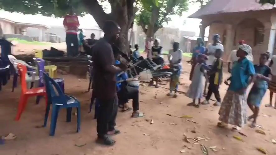 Community gathering with dancing and games in Akwanga Nigeria