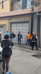 Small street demonstration with megaphones observed in Yerevan
