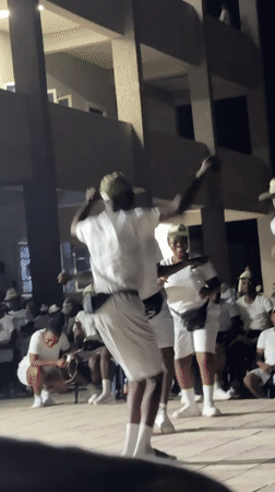 White-uniformed groups perform dances, marching band practice in Maiduguri
