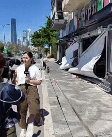 Commercial storefronts damaged in Givatayim, news crews report