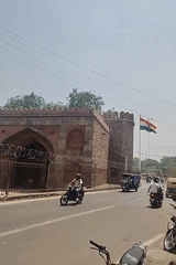 Delhi morning scenes: historic gate and urban architecture documented