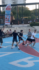 Afternoon recreation at Moscow park captures basketball, playground, scooter activities