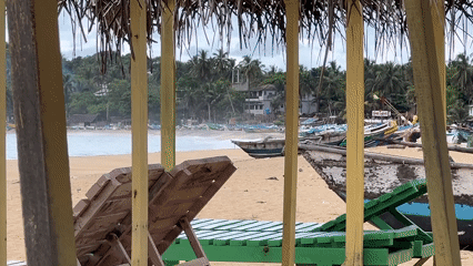 Quiet morning captured at Arugam Bay beach loungers