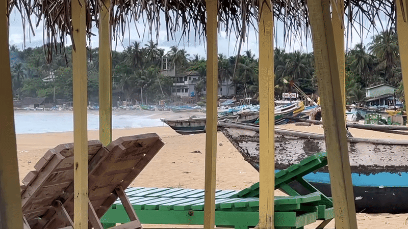 Quiet morning captured at Arugam Bay beach loungers