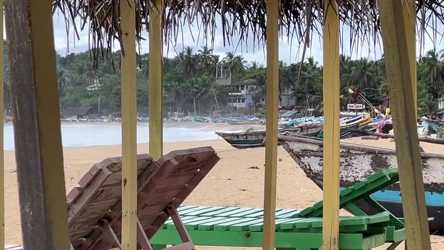 Quiet morning captured at Arugam Bay beach loungers