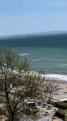 Clear morning captured from balcony overlooking Burgas beach