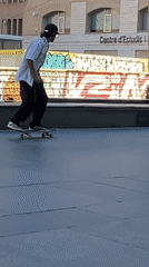 Skateboarders practice at Barcelona's MACBA plaza Monday afternoon
