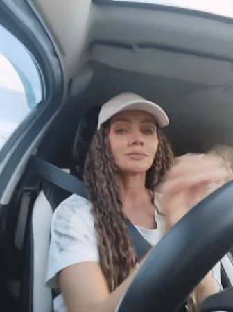 Behind the wheel in a white cap, multiple in-car shots