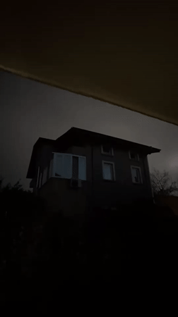 Thunderstorm illuminates residential area in Zvezditsa, Bulgaria