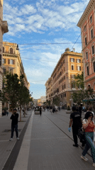 Rome pedestrian street captured in afternoon daylight