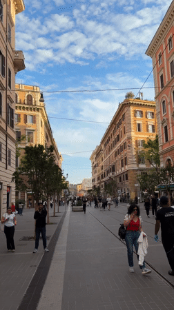 Rome pedestrian street captured in afternoon daylight