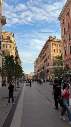 Rome pedestrian street captured in afternoon daylight