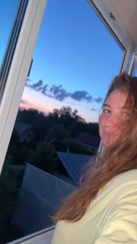 Nizhny Novgorod resident documents crescent moon twilight evening