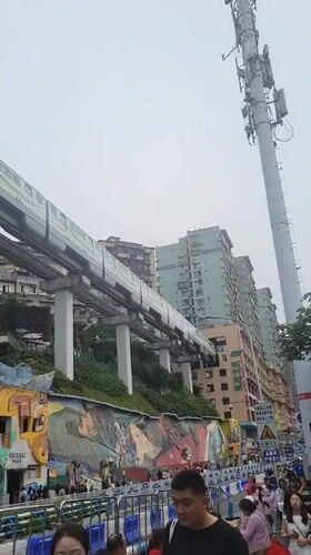 Morning street life documented around Chongqing's famous Liziba Station
