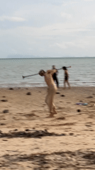 Beach performers practice skills on Koh Phangan shores