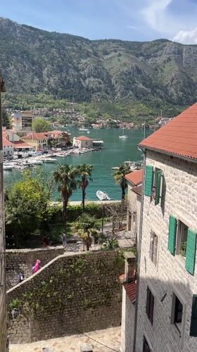 Scenic views captured of Kotor's historic harbor and fortifications