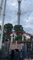 Stockholm waterfront amusement park on a cloudy summer evening