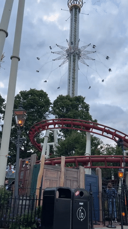 Stockholm waterfront amusement park on a cloudy summer evening
