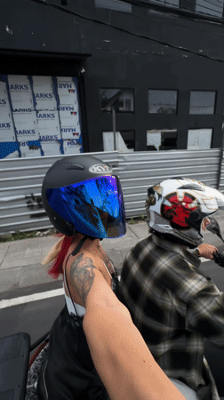 Motorbike passenger captures ride through Dalung, Indonesia