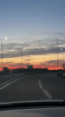 Motorist captures dramatic sunset views while driving through Burgas
