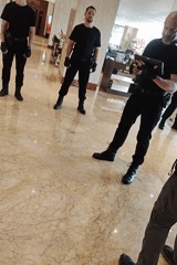 Film crew spotted in hotel lobby during production