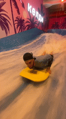 Bodyboarding an indoor wave simulator in Khabarovsk