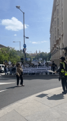 Pension reform protesters gather at Madrid street crossing