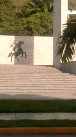 Marble monument with equestrian sculpture documented in Caracas