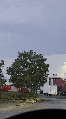 Rainy night at a freight loading dock in Zeppelinheim