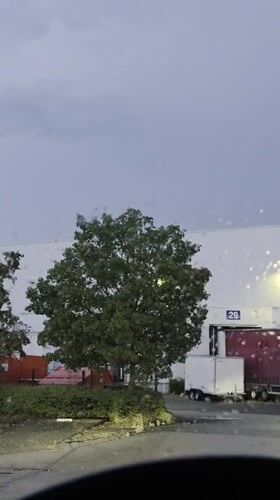 Rainy night at a freight loading dock in Zeppelinheim