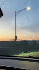 Sunset captured from moving vehicle in New Westminster