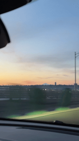 Sunset captured from moving vehicle in New Westminster