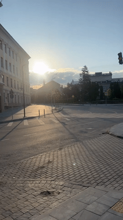 Early morning street scenes documented in Ternopil, Ukraine